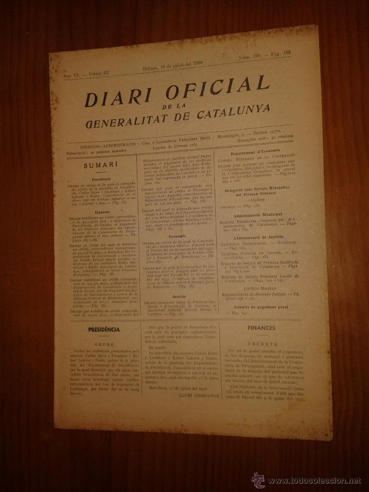 Military Antiques: Diari oficial de la generalitat de Catalunya.