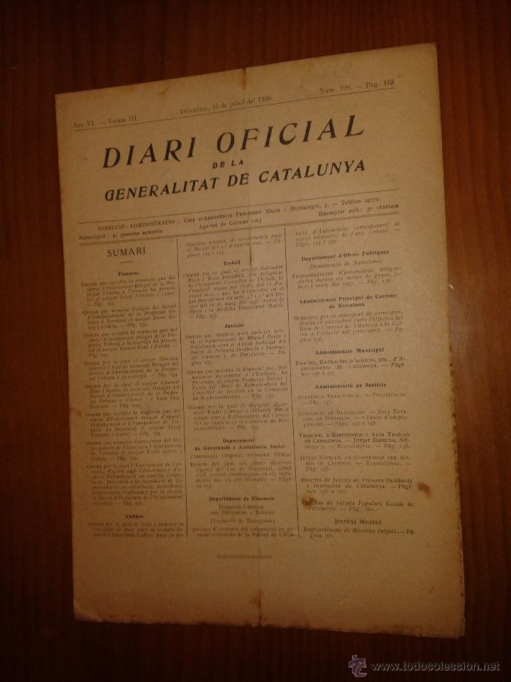 Military Antiques: Diari oficial de la generalitat de Catalunya.