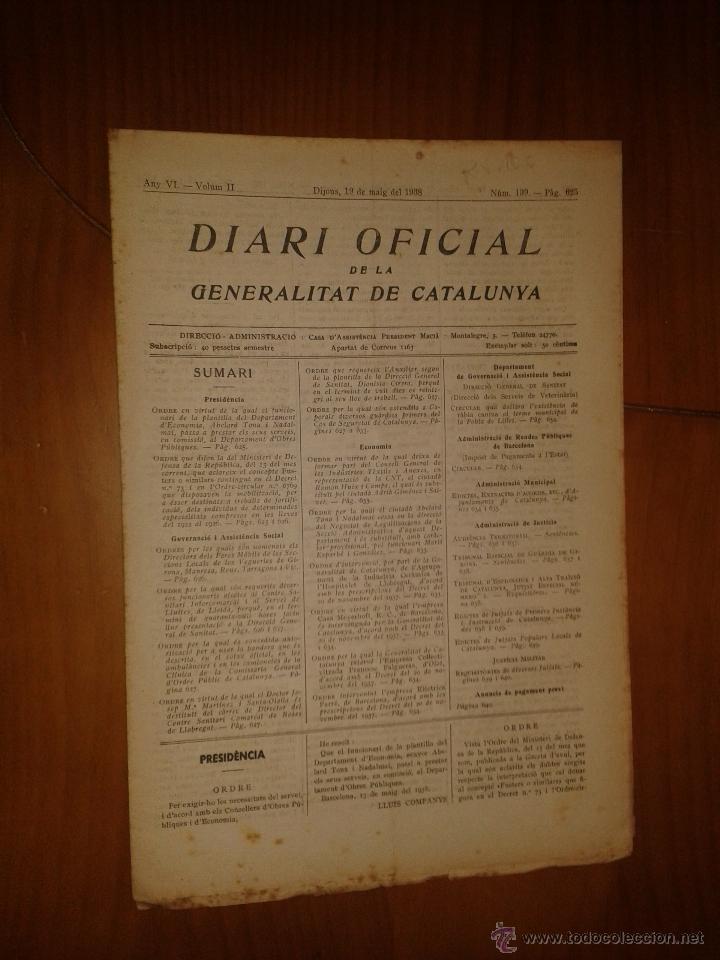 Military Antiques: Diari oficial de la generalitat de Catalunya.