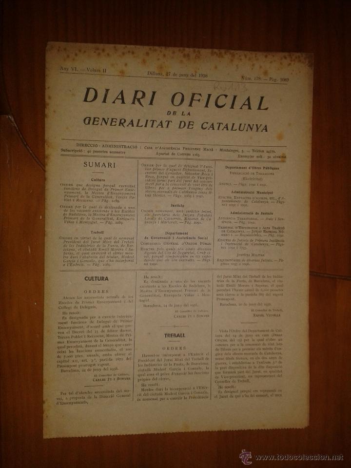 Military Antiques: Diari oficial de la generalitat de Catalunya.
