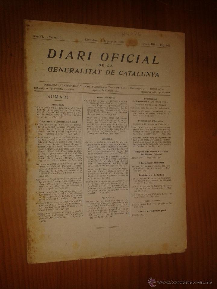 Military Antiques: Diari oficial de la generalitat de Catalunya.