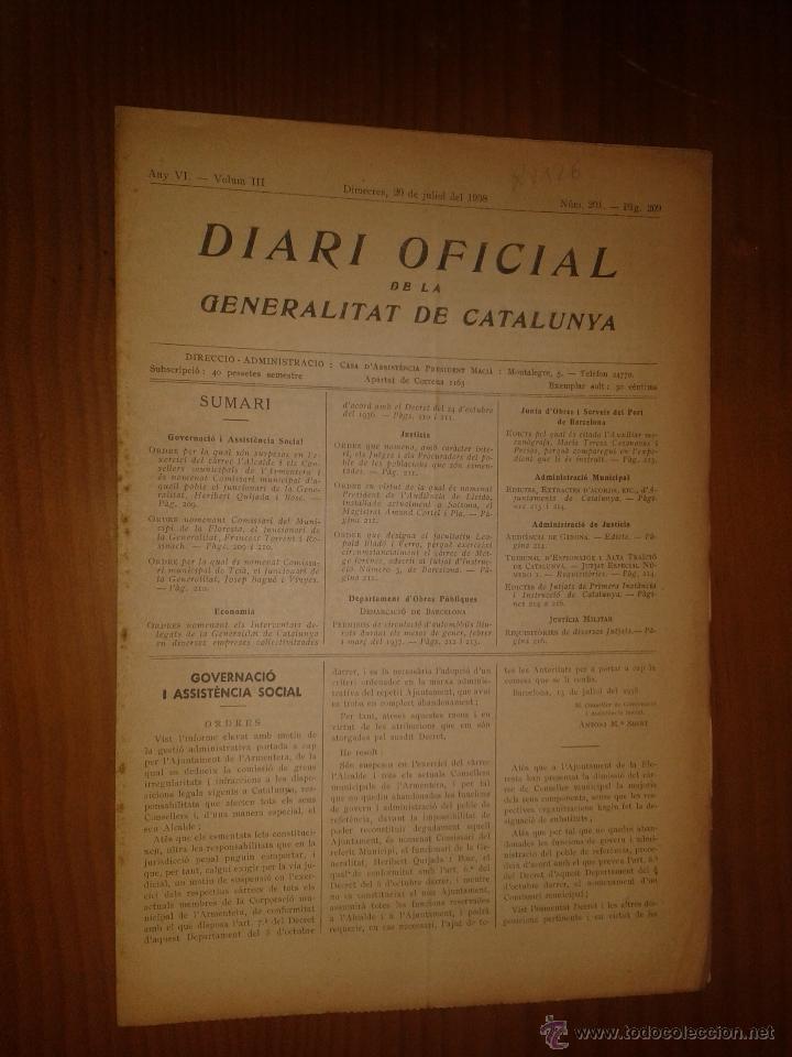 Military Antiques: Diari oficial de la generalitat de Catalunya.