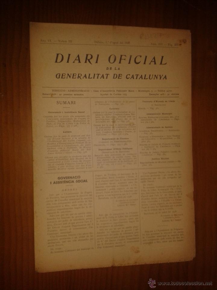 Military Antiques: Diari oficial de la generalitat de Catalunya.