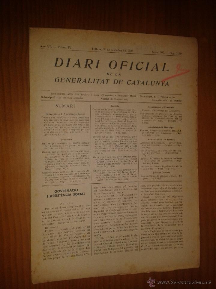 Military Antiques: Diari oficial de la generalitat de Catalunya.