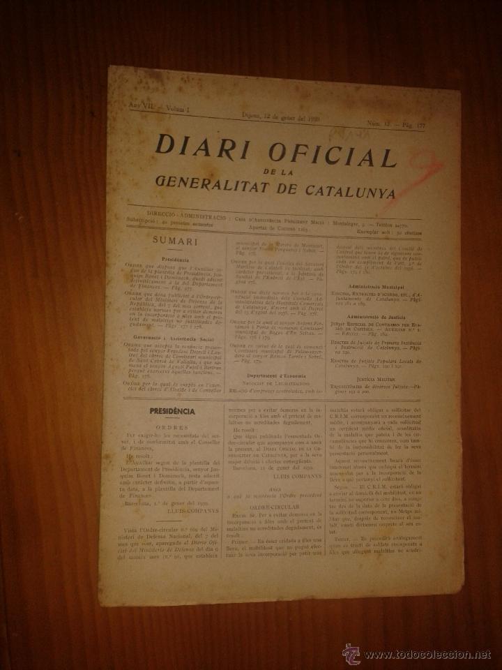 Military Antiques: Diari oficial de la generalitat de Catalunya.