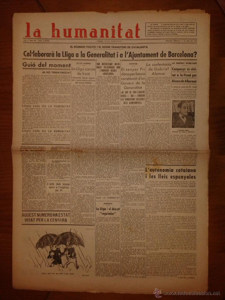 Military Antiques: La Humanitat, Barcelona, Any V, n&ordm;959, diumenge 17 de mar&ccedil; de 1935