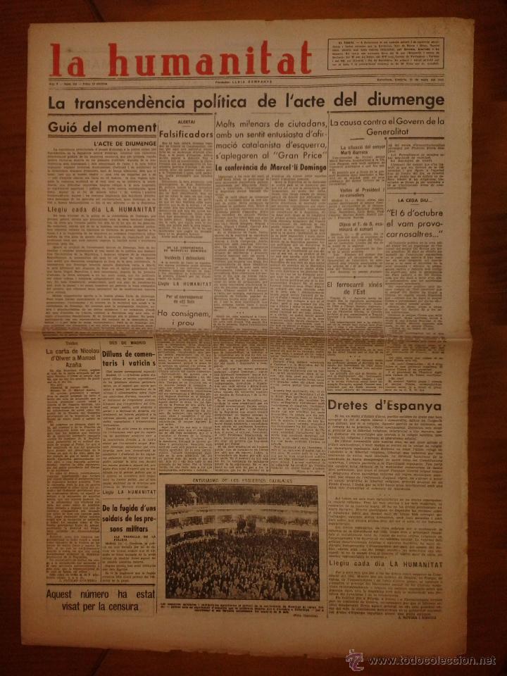 Military Antiques: La Humanitat, Barcelona, Any V, n&ordm;954, dimarts 12 de mar&ccedil; de 1935