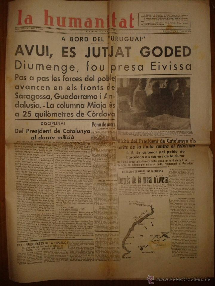 Militaria: La humanitat, any V, n&ordm;1391, Barcelona, dimarts 11 d'octubre de 1936