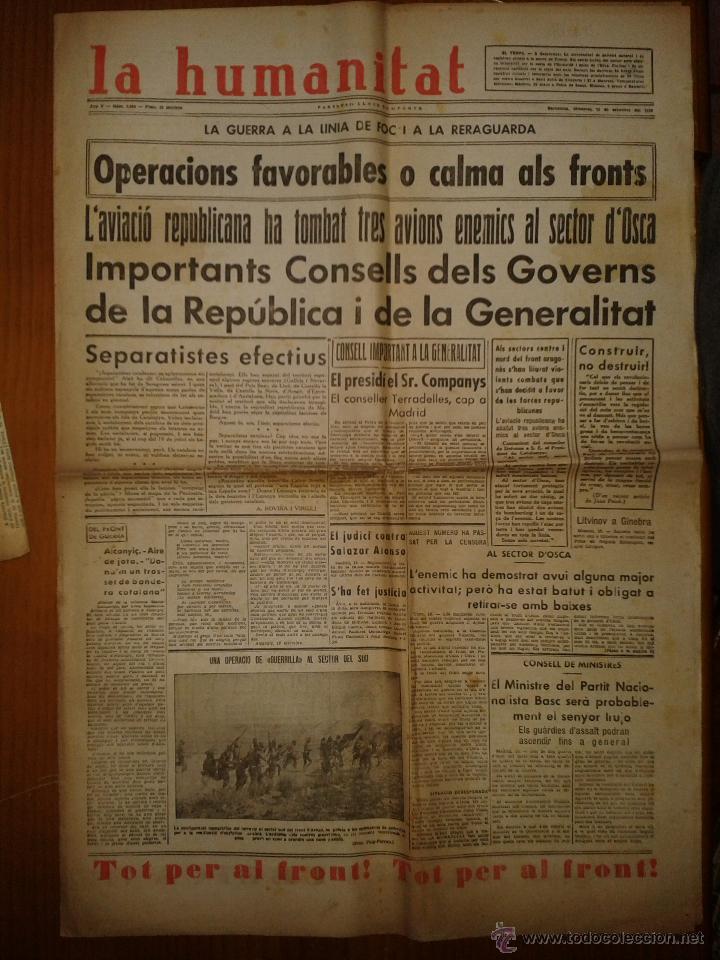 Military Antiques: La humanitat, any V, n&ordm;1422, Barcelona, dimecres 16 de setembre de 1936