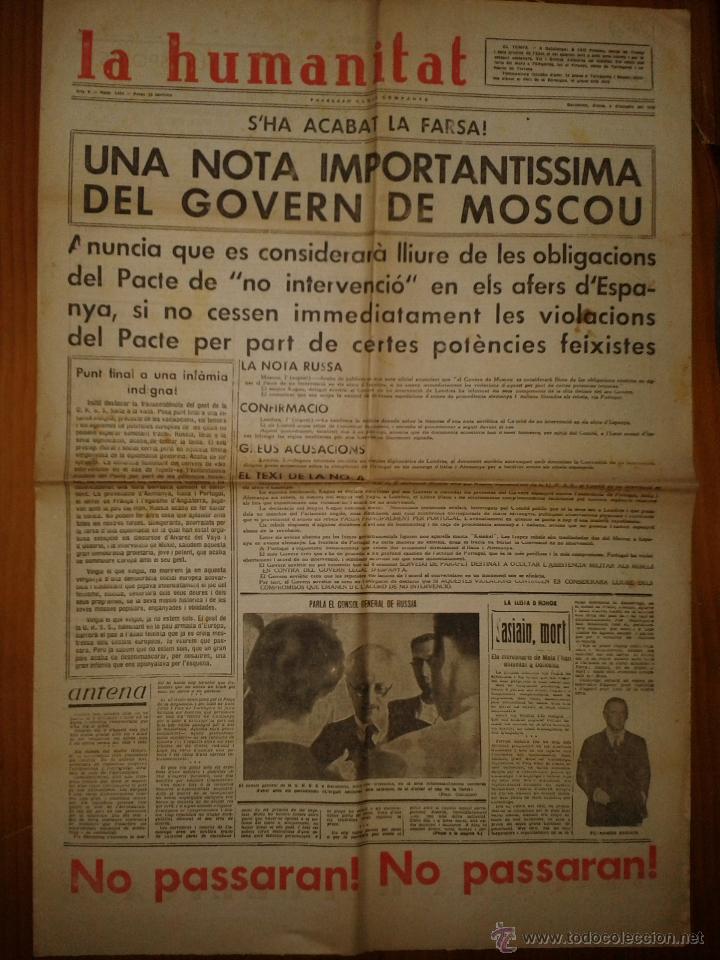 Military Antiques: La humanitat, any V, n&ordm;1441, Barcelona, dijous 8 d'octubre de 1936