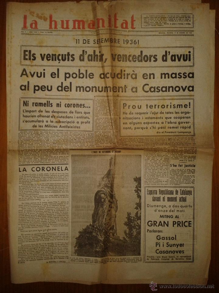 Military Antiques: La humanitat, any V, n&ordm;1418, Barcelona, divendres 11 de setembre de 1936