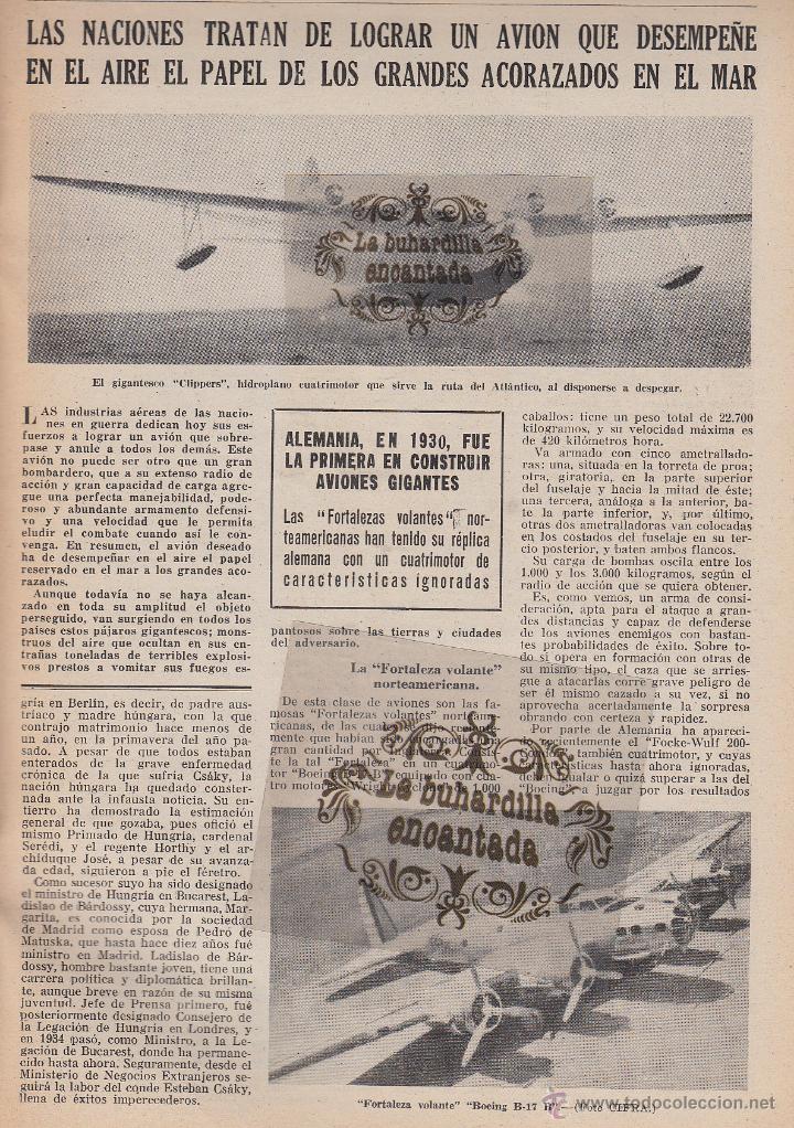 Military Antiques: ARTICULO REVISTA 9/2/1941 - FORTALEZA VOLANTE BOING B-17 B , CLIPPER BOEING 314, MARTIN 130, VOUGH-S