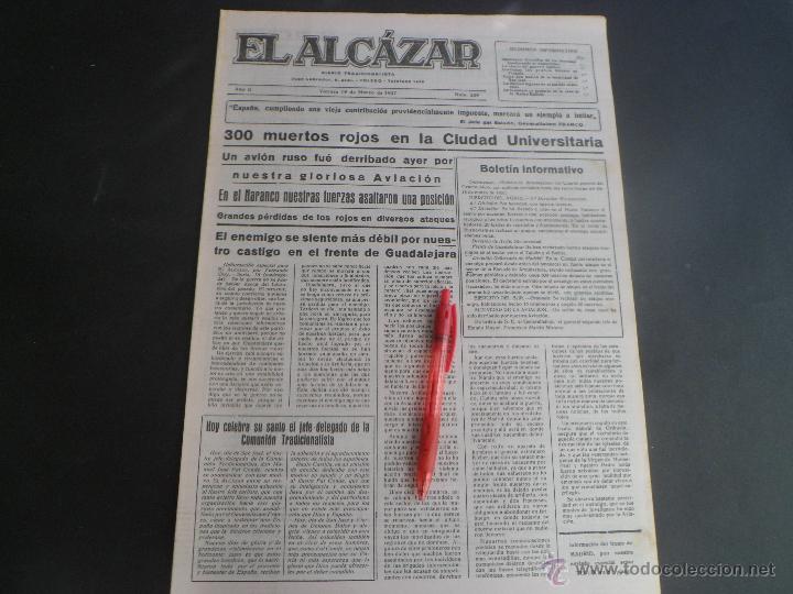 Militaria: PERIODICO * EL ALCAZAR * 300 MUERTOS ROJOS * TOLEDO - 19 MARZO 1937 - FACSIMIL -GUERRA CIVIL