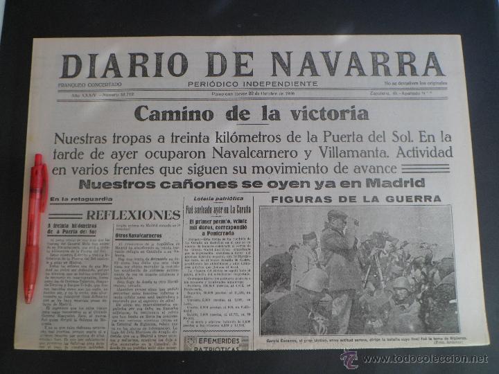 Militaria: * DIARIO DE NAVARRA * CAMINO DE LA VICTORIA * PAMPLONA - 22 OCTUBRE 1936 - FACSIMIL - GUERRA CIVIL