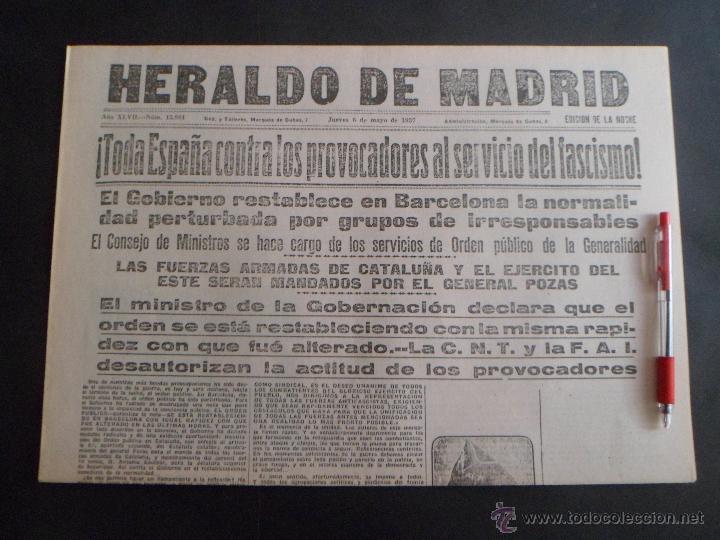 Militaria: * HERALDO DE MADRID * ESPA&Ntilde;A CONTRA EL FASCISMO * 6 MAYO 1937 -FACSIMIL - GUERRA CIVIL