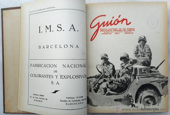 Militaria: Gui&oacute;n. Revista ilustrada de los mandos subalternos. Ministerio del Ej&eacute;rcito. A&ntilde;o 1951. n&ordm; 104 al 115