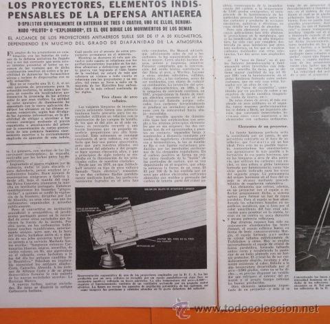 Military Antiques: ARTICULO 1941 - PROYECTORES ELEMENTOS INDISPENSABLES EN LA DEFENSA ANTIAEREA - 3 PAG.