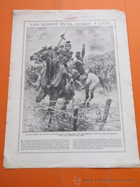 Militaria: ARTICULO 1915 - LOS HULANOS EN EL ATAQUE A LIEJA - EL REY ALBERTO DE BELGICA EN CAMPA&Ntilde;A