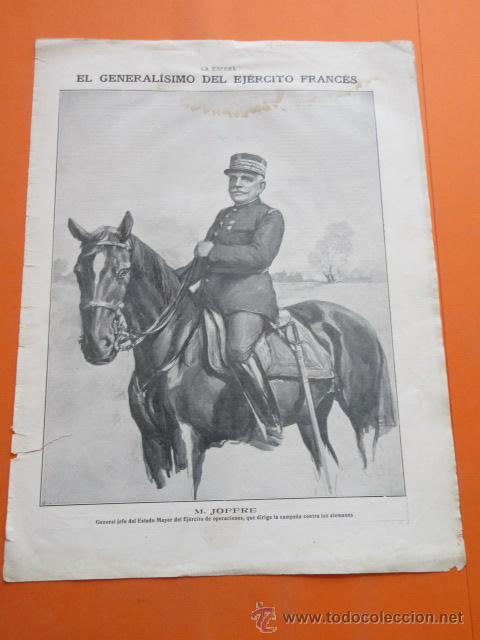 Military Antiques: ARTICULO 1915 - M. JOFFRE GENERALISIMO FRANCES - GUILLERMO II DE ALEMANIA JORGE V INGLATERRA KAISER