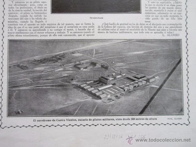 Militaria: RECORTE 1916 - AERODROMO CUATRO VIENTOS -