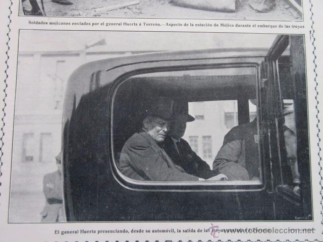 Militaria: RECORTE 1914 - EL GENERAL HUERTAS PRESENCIA LA SALIDA DE TROPAS A TORREON