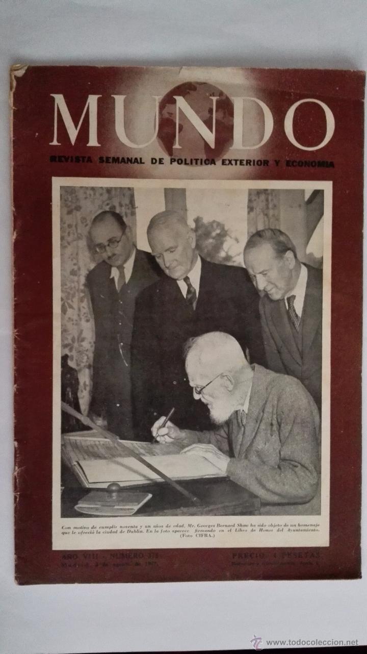 Military Antiques: MUNDO, REVISTA SEMANAL DE POLITICA EXTERIOR Y ECONOMIA, N&ordm; 378, AGOSTO 1947