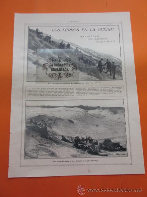 Military Antiques: ARTICULO 1914 - LOS PERROS EN LA GUERRA BATERIA AMETRALLADORAS TIRADAS POR PERROS - 1 PAG
