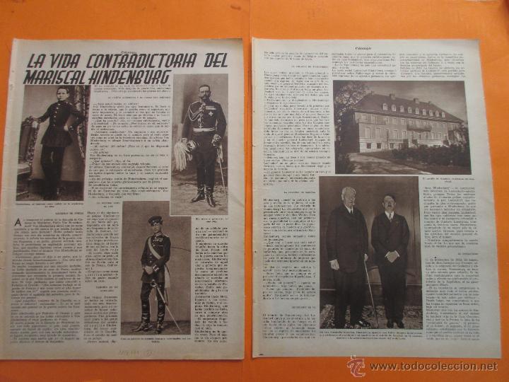 Militaria: ARTICULO 1934 - EL MARISCAL HINDENBURG HITLER - 2 PAG.