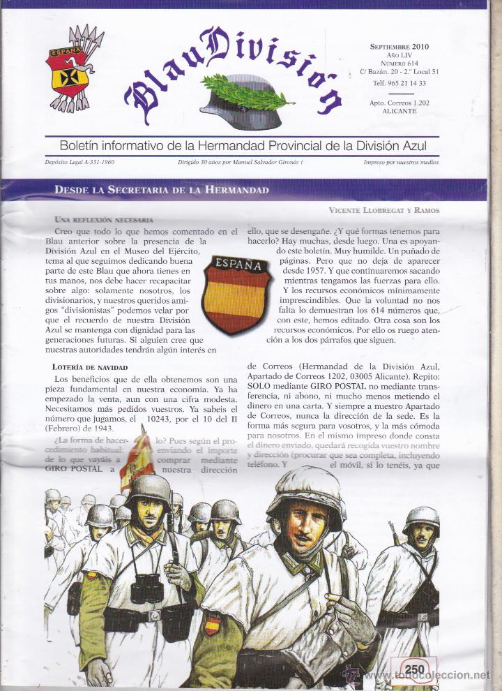 Militaria: BLAU DIVISION BOLETIN INFORMATIVO DE LA HERMANDAD PROVINCIAL DE LA DIVISION AZUL &middot;&middot;
