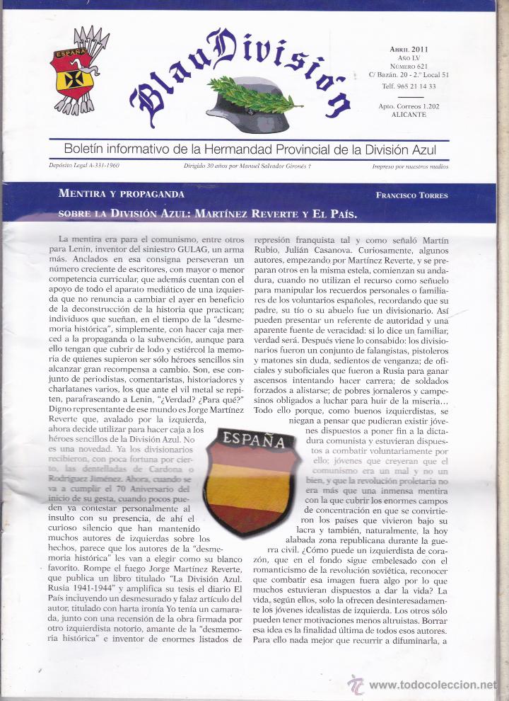 Militaria: BLAU DIVISION BOLETIN INFORMATIVO DE LA HERMANDAD PROVINCIAL DE LA DIVISION AZUL &middot;&middot;ALICANTE .