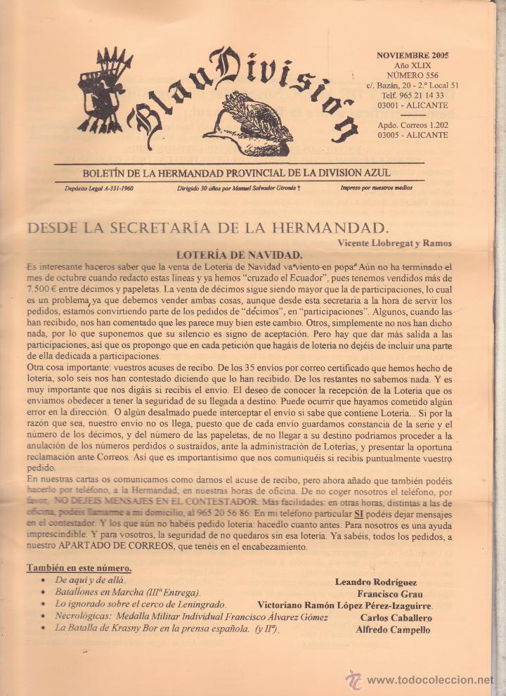 Militaria: BLAU DIVISION BOLETIN DE LA HERMANDAD PROVINCIAL DE LA DIVISION AZUL &middot;&middot;ALICANTE .