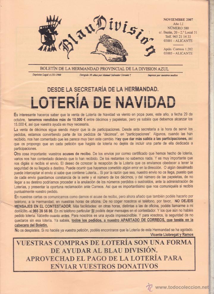 Militaria: BLAU DIVISION BOLETIN DE LA HERMANDAD PROVINCIAL DE LA DIVISION AZUL &middot;&middot;ALICANTE .