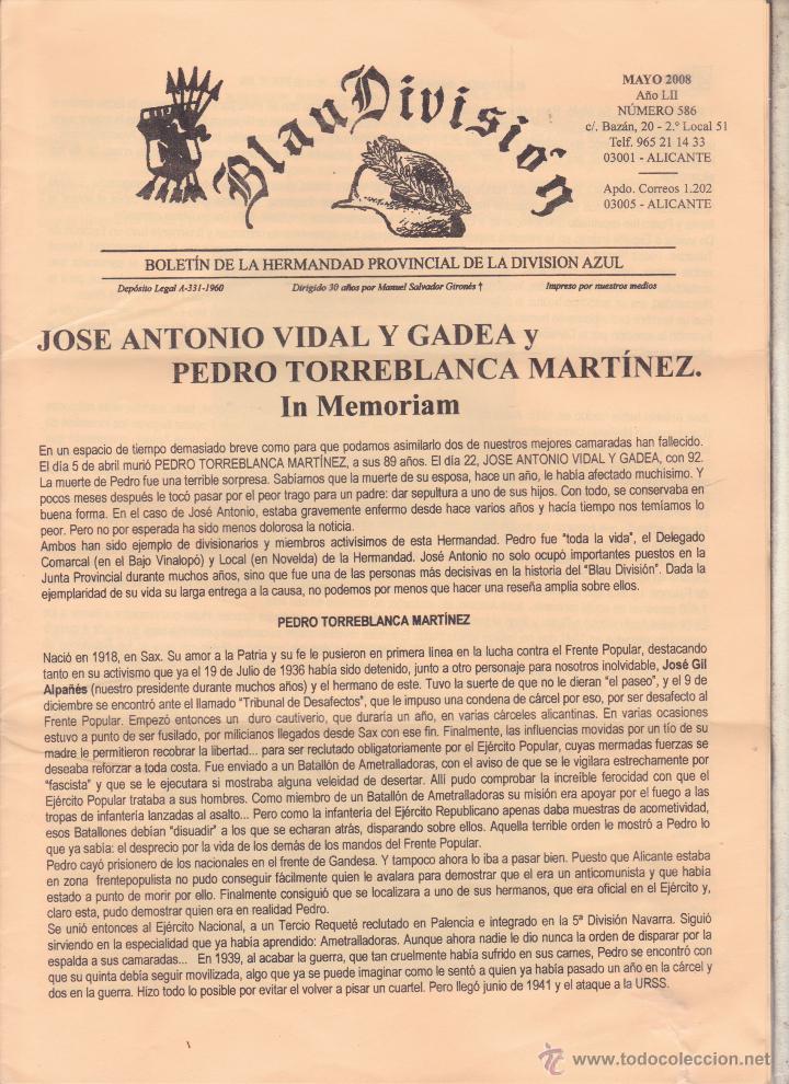 Militaria: BLAU DIVISION BOLETIN DE LA HERMANDAD PROVINCIAL DE LA DIVISION AZUL &middot;&middot;ALICANTE .