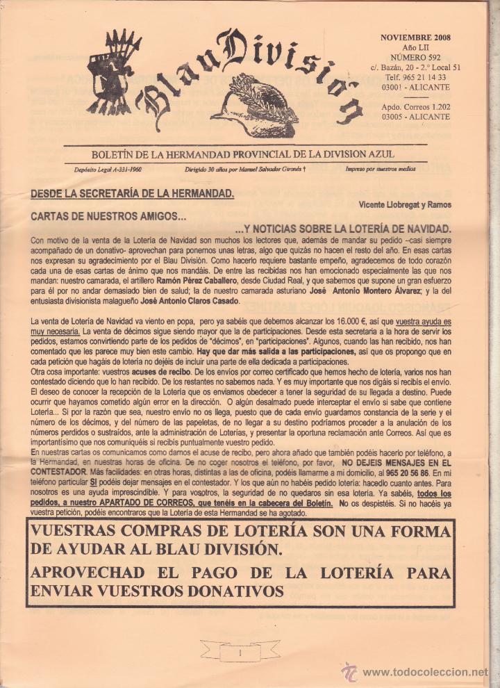 Militaria: BLAU DIVISION BOLETIN DE LA HERMANDAD PROVINCIAL DE LA DIVISION AZUL &middot;&middot;ALICANTE .