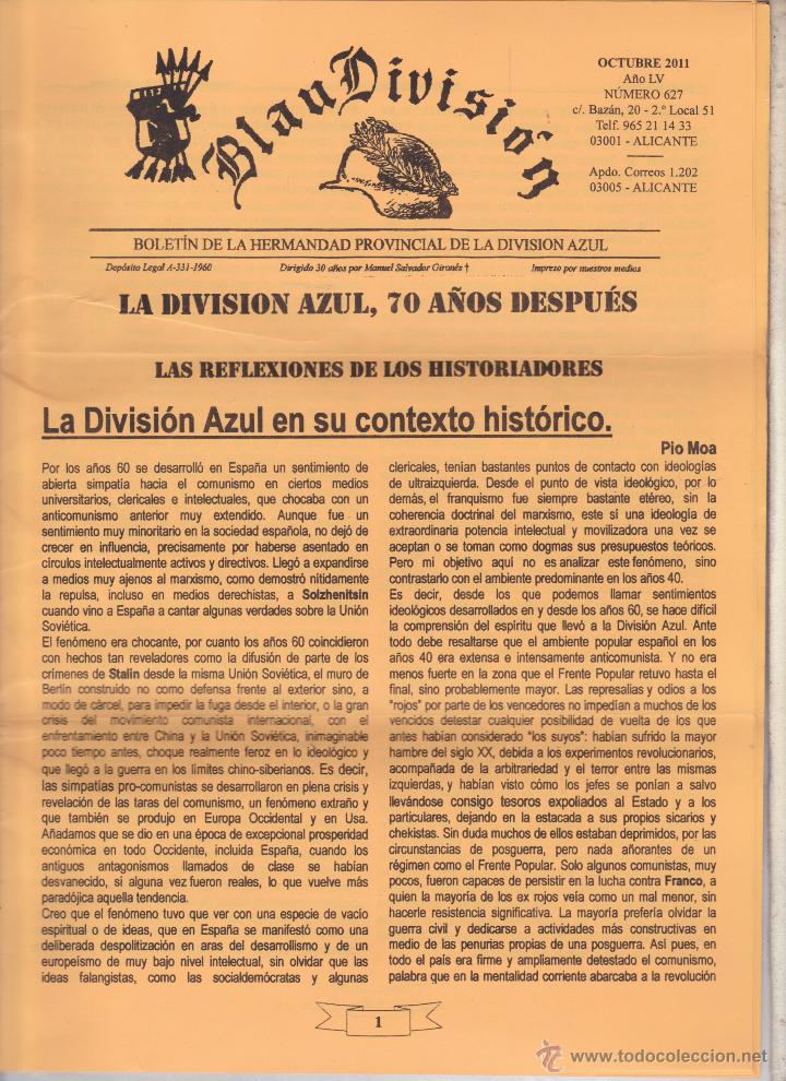 Militaria: BLAU DIVISION BOLETIN DE LA HERMANDAD PROVINCIAL DE LA DIVISION AZUL &middot;&middot;ALICANTE .