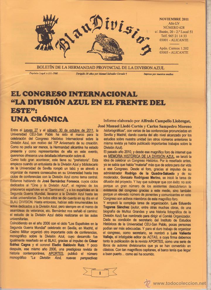 Militaria: BLAU DIVISION BOLETIN DE LA HERMANDAD PROVINCIAL DE LA DIVISION AZUL &middot;&middot;ALICANTE .