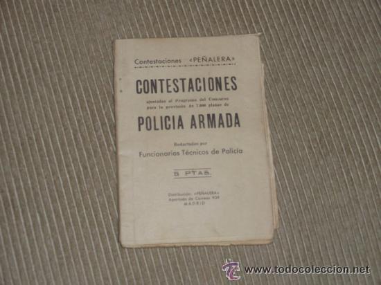 Military Antiques: ANTIGUO LIBRETO CONTESTACIONES PE&Ntilde;ALERA A OPOSICIONES POLICIA ARMADA. MADRID.