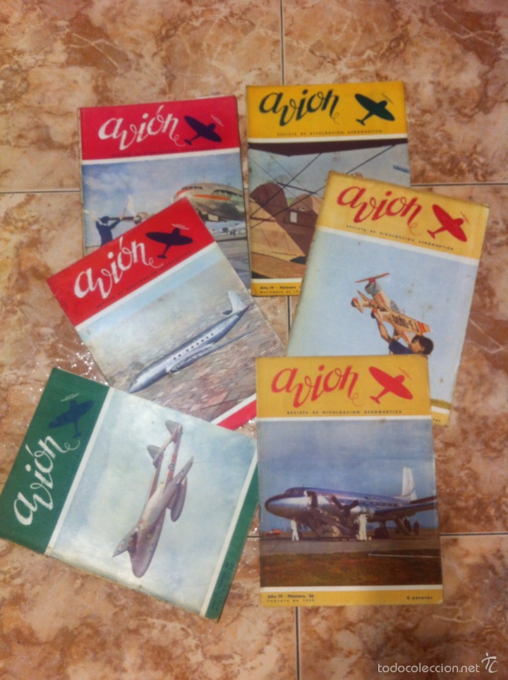 Military Antiques: LOTE 6 REVISTA AVION DIVULGACION AERONAUTICA 1949, N&ordm; 36,39,41,43,45,46, AVIACION MILIOTAR