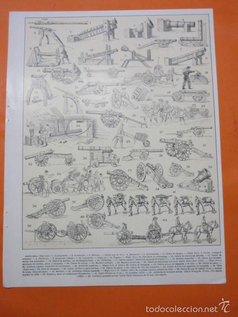 Military Antiques: LAMINA HISTORIA DE LA ARTILLERIA - 1912 ENTRA A VERLO UNA PRECIOSIDAD