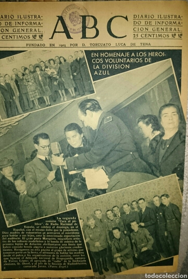 Militaria: Divisi&oacute;n azul, peri&oacute;dico ABC, original, buen estado,frente ruso,rusia