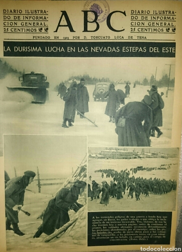 Militaria: Divisi&oacute;n azul, peri&oacute;dico ABC, original, buen estado, frente ruso, rusia, el que se v&eacute;