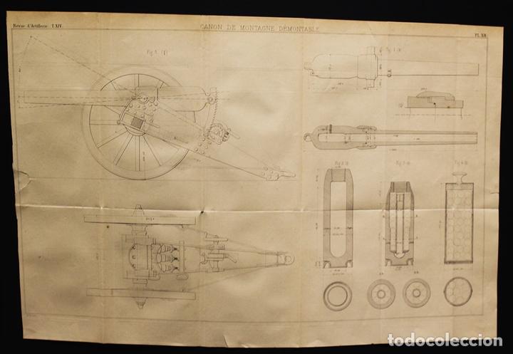 Militaria: L&aacute;mina original de la revista 'Revue d'Artillerie', 1905 Ca&ntilde;&oacute;n de monta&ntilde;a desmontable.