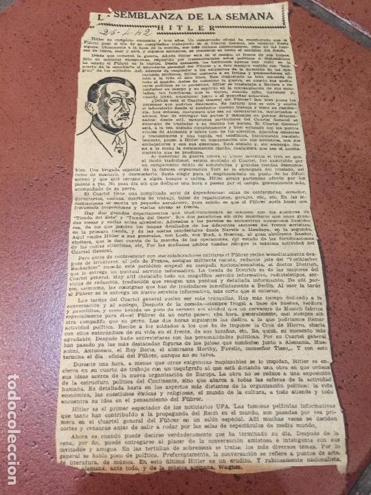 Military Antiques: Antiguo recorte de periodico - Reportaje sobre Hitler, publicado en 1942
