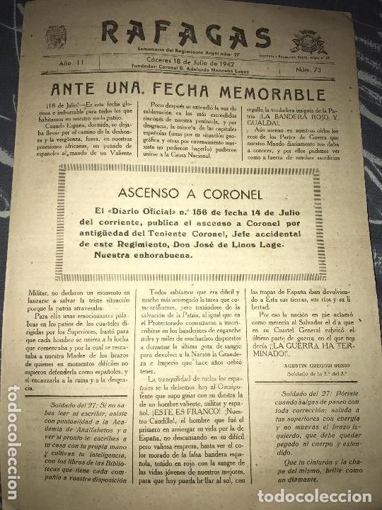 Military Antiques: ANTIGUO SEMANARIO R&Aacute;FAGAS REGIMIENTO ARGEL N&Uacute;M 73 1942 18 JULIO FECHA MEMORABLE
