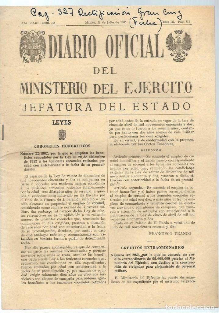 Military Antiques: J40- DIARIO OFICIAL DEL MINISTERIO DEL EJ&Eacute;RCITO- DECRETOS y ADQUISICIONES del 24 - 7 - 1962