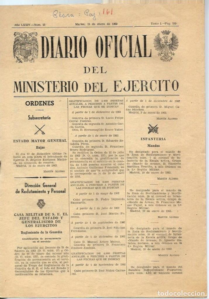 Military Antiques: J40- DIARIO OFICIAL DEL MINISTERIO DEL EJ&Eacute;RCITO- CUERPO JURIDICO - del 15 - 1 - 1963