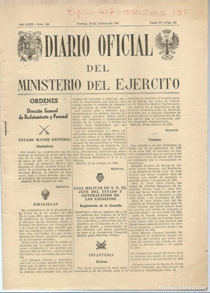Military Antiques: J40- DIARIO OFICIAL DEL MINISTERIO DEL EJ&Eacute;RCITO- CUERPO JURIDICO - del 30- 10 - 1964