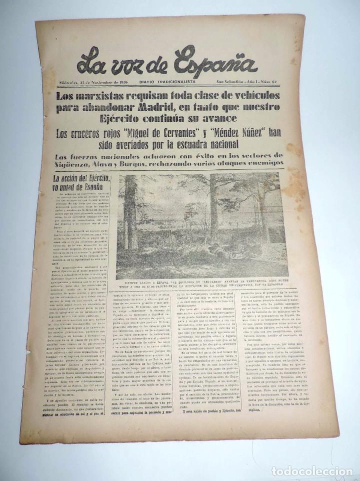 Military Antiques: LA VOZ DE ESPA&Ntilde;A, DIARIO TRADICIONALISTA, 25 DE NOVIEMBRE 1936, GUERRA CIVIL, SAN SEBASTIAN N&ordm; 62,