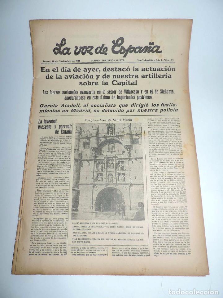 Military Antiques: LA VOZ DE ESPA&Ntilde;A, DIARIO TRADICIONALISTA, 26 DE NOVIEMBRE 1936, GUERRA CIVIL, SAN SEBASTIAN N&ordm; 63,