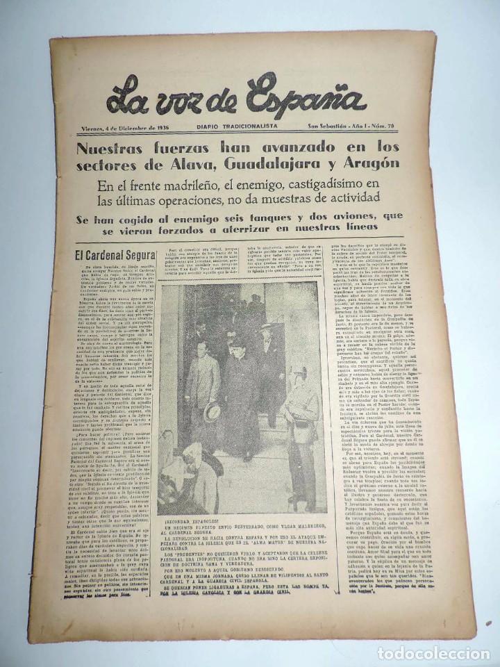 Military Antiques: LA VOZ DE ESPA&Ntilde;A, DIARIO TRADICIONALISTA, 4 DE DICIEMBRE 1936, GUERRA CIVIL, SAN SEBASTIAN N&ordm; 70, AV